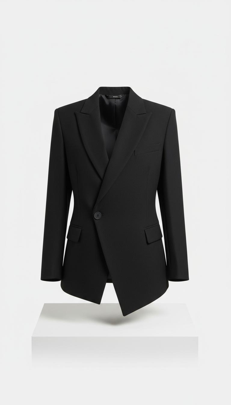 Obsidian black asymmetric blazer